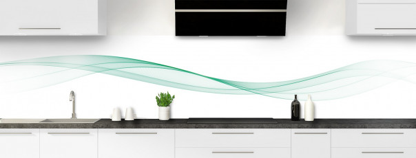 Crédence de cuisine Vague graphique couleur vert pastel panoramique
