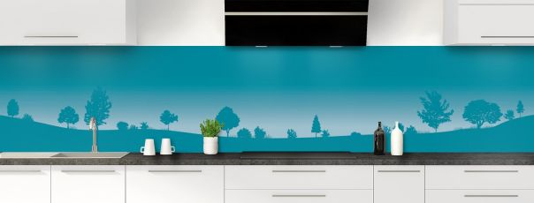 Crédence de cuisine Paysage couleur Bleu paon panoramique