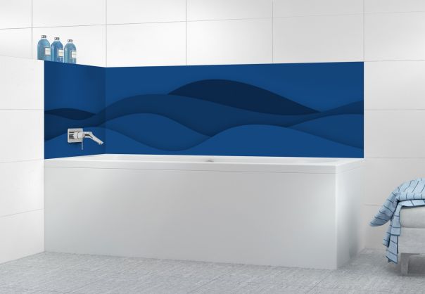 Panneau de bain Vagues couleur Bleu électrique motif inversé