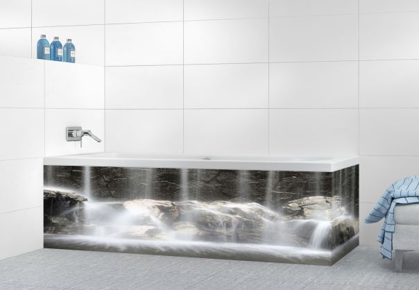 Panneau tablier de bain Chutes d'eau N&B motif inversé