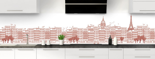 Crédence de cuisine La rue couleur Rouge grenat panoramique motif inversé