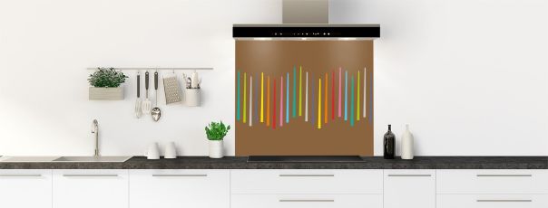 Crédence de cuisine Barres colorées couleur Cannelle fond de hotte motif inversé