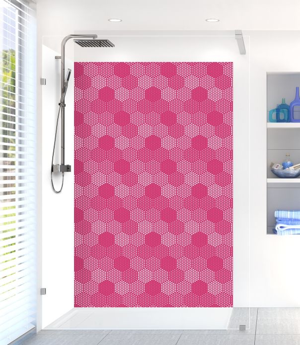 Panneau de douche Camaïeu hexagone couleur Saphir rose