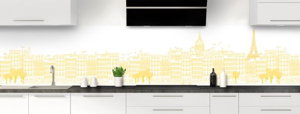 Crédence de cuisine Paris couleur Mimosa panoramique motif inversé