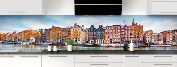 Crédence de cuisine Amsterdam panoramique motif inversé