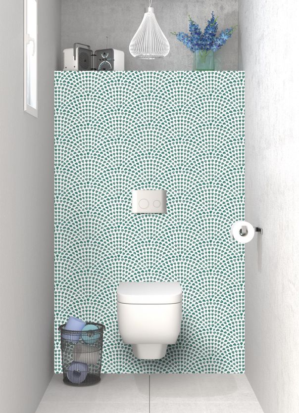 Panneau WC Mosaïque petits cœurs couleur Vert jade