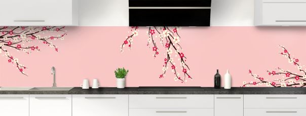 Crédence de cuisine Arbre fleuri couleur Quartz rose panoramique