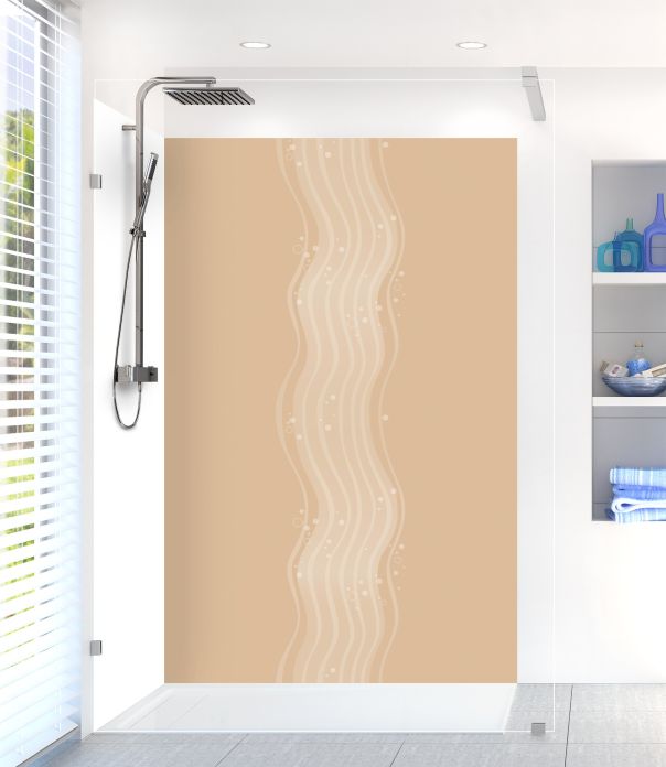 Panneau de douche Vagues design couleur Coquille d'oeuf