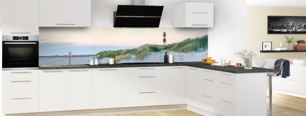 Crédence de cuisine Phare sur les dunes panoramique motif inversé en perspective