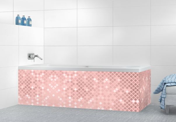 Panneau tablier de bain Diamants brillants couleur Quartz rose