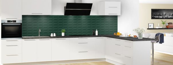 Crédence de cuisine Briques en relief couleur Vert avocat panoramique en perspective