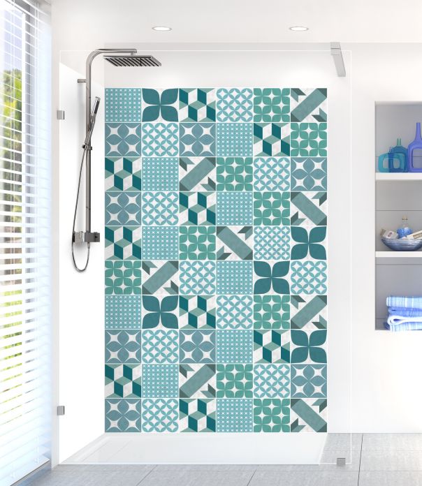 Panneau de douche Carreaux de ciment patchwork Vert