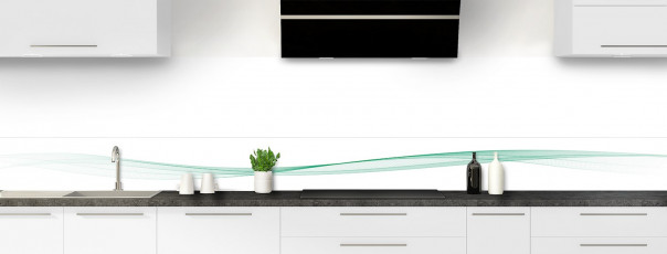 Crédence de cuisine Vague graphique couleur vert pastel dosseret motif inversé