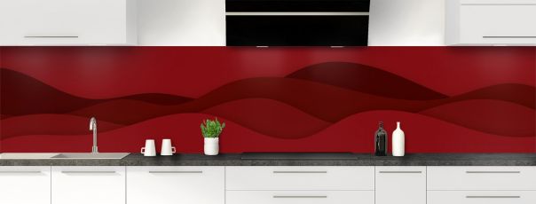 Crédence de cuisine Vagues couleur Rouge grenat panoramique motif inversé