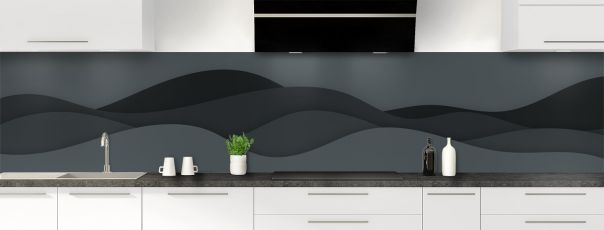 Crédence de cuisine Vagues couleur Gris anthracite panoramique