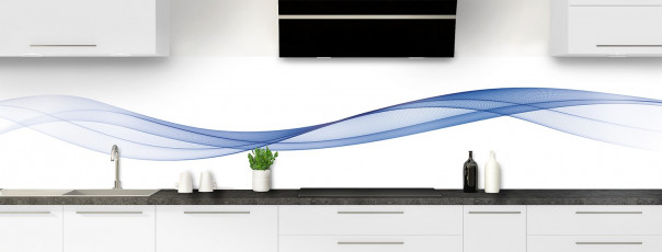 Crédence de cuisine Vague graphique couleur bleu lavande panoramique motif inversé