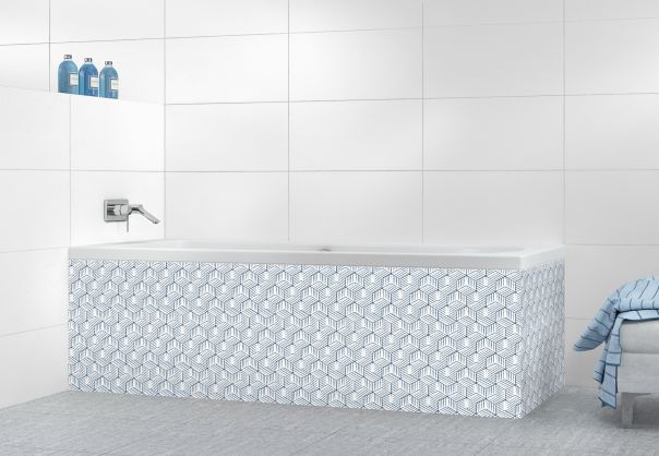 Panneau tablier de bain Cubes rayés  couleur Bleu nuit