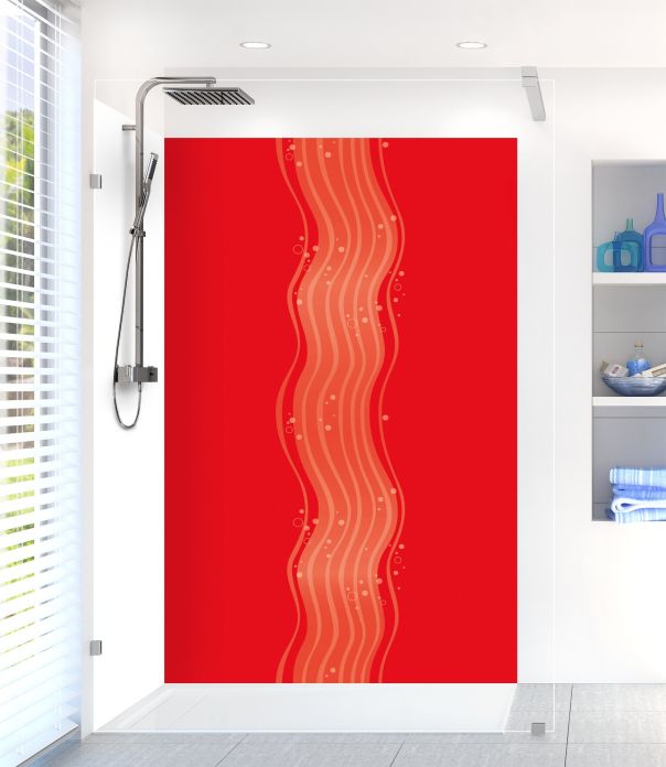 Panneau de douche Vagues design couleur Rouge vermillon