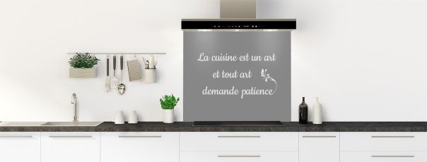 Crédence de cuisine Citation  couleur Gris pierre fond de hotte