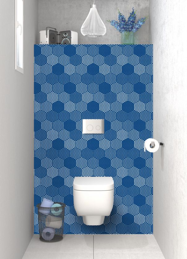 Panneau WC Camaïeu hexagone couleur Bleu électrique