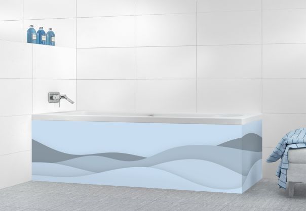 Panneau tablier de bain Vagues couleur Bleu dragée motif inversé