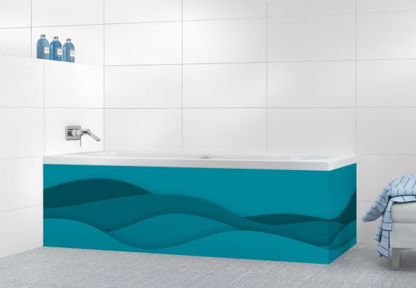 Panneau tablier de bain Vagues couleur Bleu paon