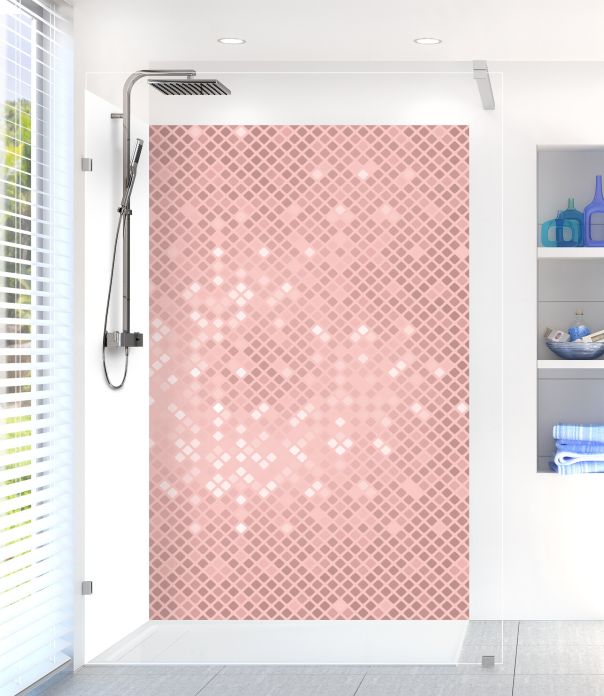 Panneau de douche Diamants brillants couleur Quartz rose motif inversé