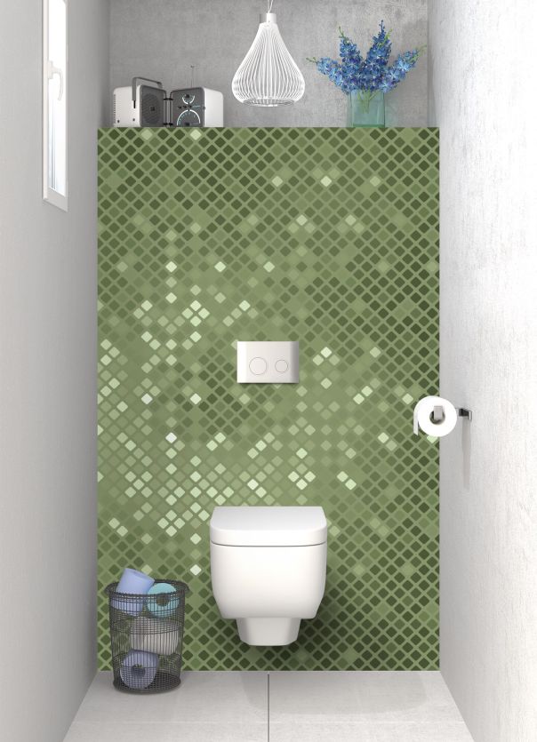 Panneau WC Diamants brillants couleur Vert sauge motif inversé