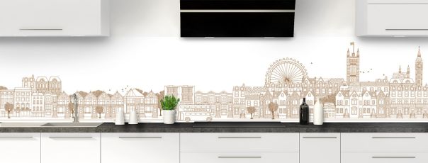 Crédence de cuisine Londres couleur Cannelle panoramique motif inversé