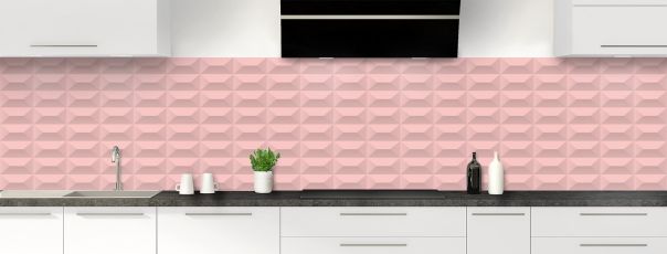 Crédence de cuisine Briques en relief couleur Quartz rose panoramique