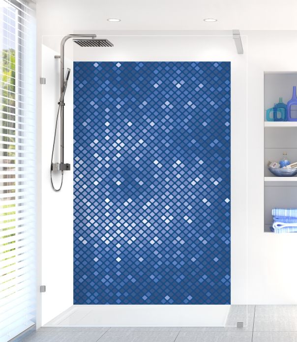 Panneau de douche Diamants brillants couleur Bleu électrique motif inversé