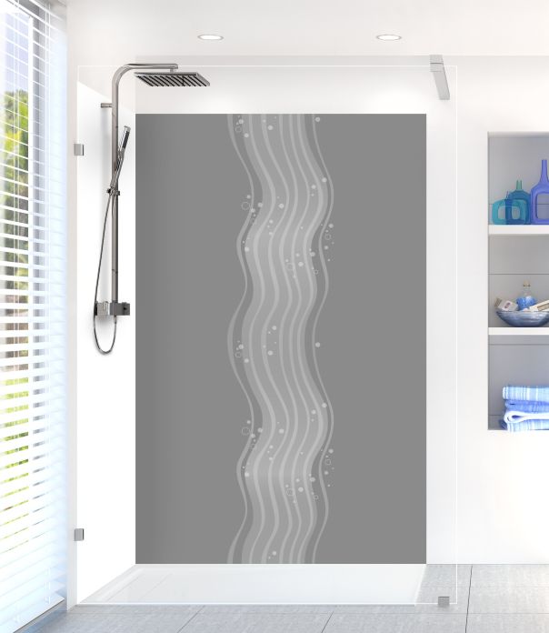 Panneau de douche Vagues design couleur Gris pierre