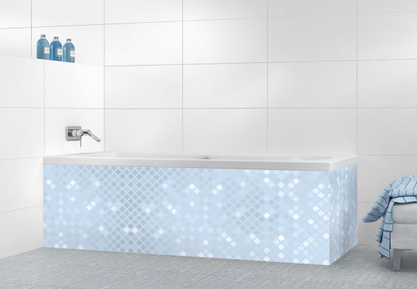 Panneau tablier de bain Diamants brillants couleur Bleu dragée motif inversé