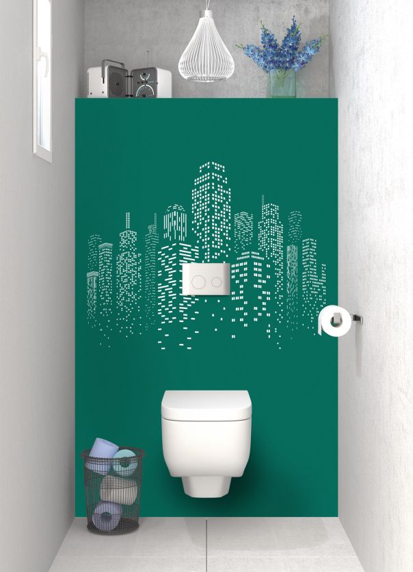 Panneau WC Gratte-ciels couleur Vert jade motif inversé