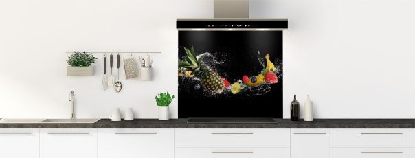 Crédence de cuisine Danse de fruits fond de hotte motif inversé