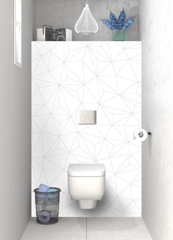 Panneau arrière toilettes original avec tracés en réseau comme une constellation pour salle de bain graphique