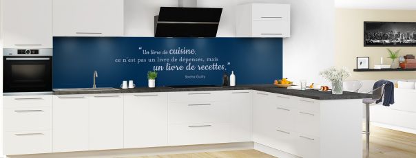 Crédence de cuisine Livre de recettes couleur Bleu nuit panoramique en perspective