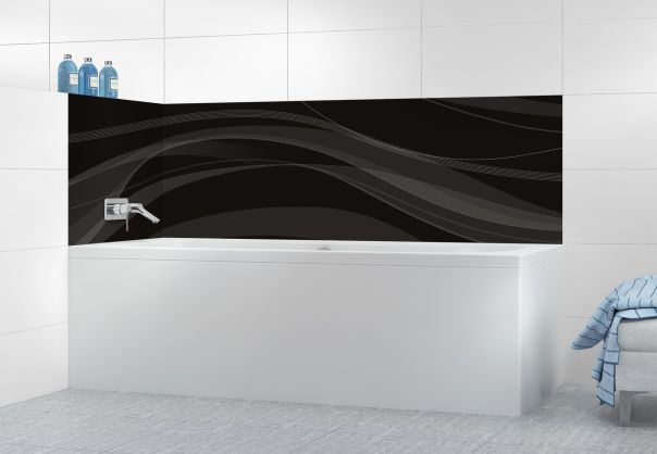 Panneau de bain Voilage couleur Noir motif inversé