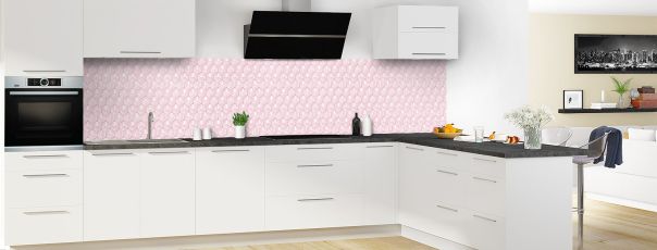 Crédence de cuisine Cubes rayés couleur Saphir rose panoramique en perspective