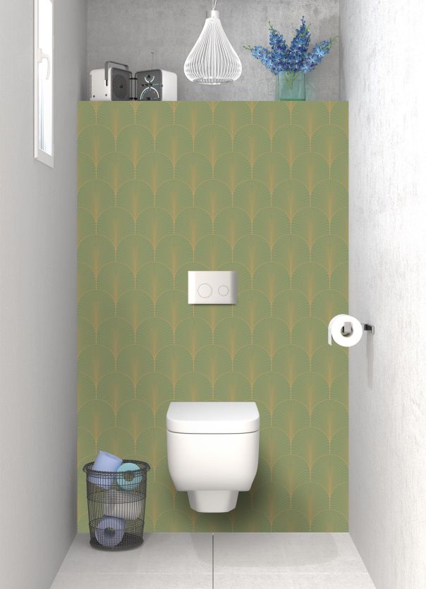 Panneau WC Seigaihas doré couleur Vert sauge