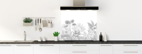 Illustration forêt tropicale pour déco de cuisine végétale tendance feuilles de palmier déclinée en 18 couleurs