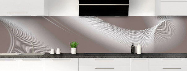 Crédence de cuisine Volute couleur taupe panoramique motif inversé