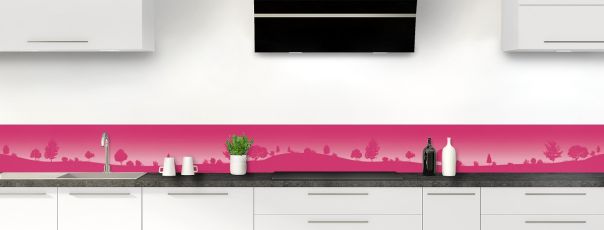 Crédence de cuisine Paysage couleur Saphir rose frise