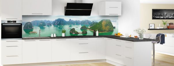 Crédence de cuisine Baie d'Halong panoramique motif inversé en perspective