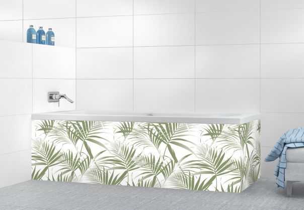 Panneau tablier de bain Feuilles tropicales couleur Vert sauge