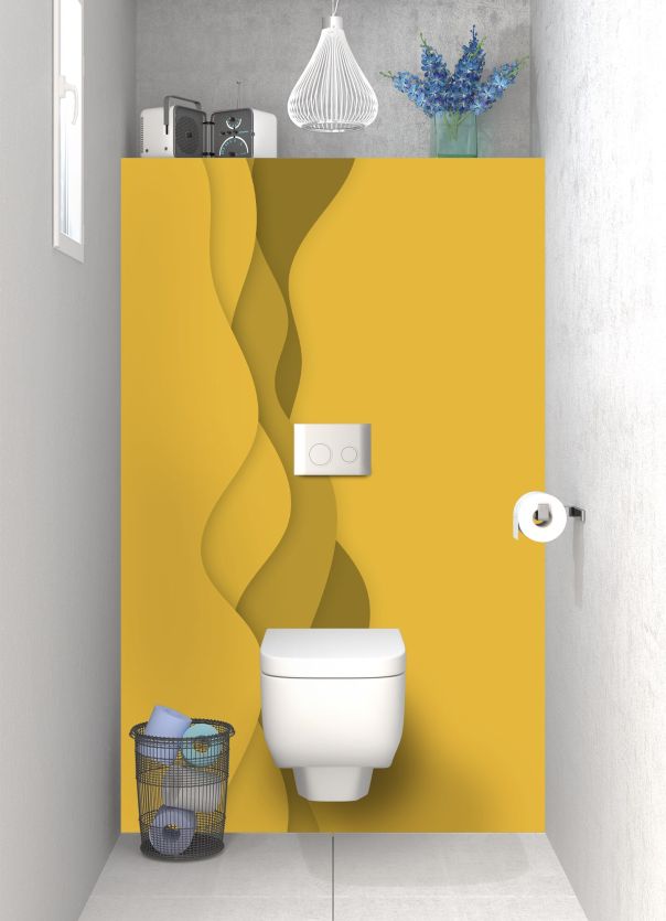 Panneau WC Vagues couleur Curcuma motif inversé