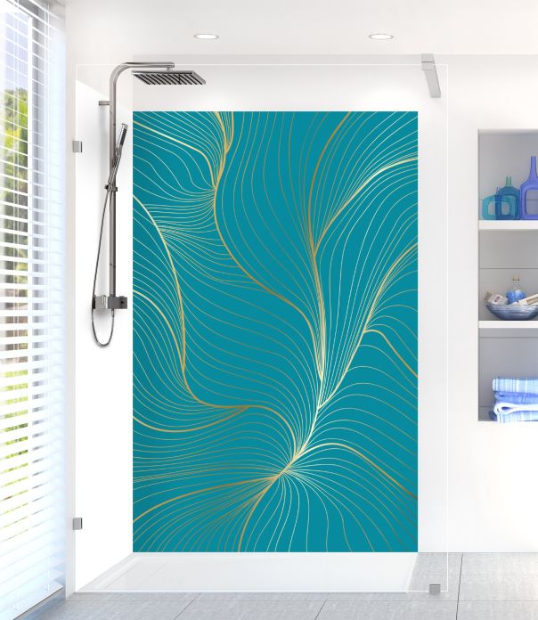 Panneau de douche Volupté couleur Bleu paon motif inversé