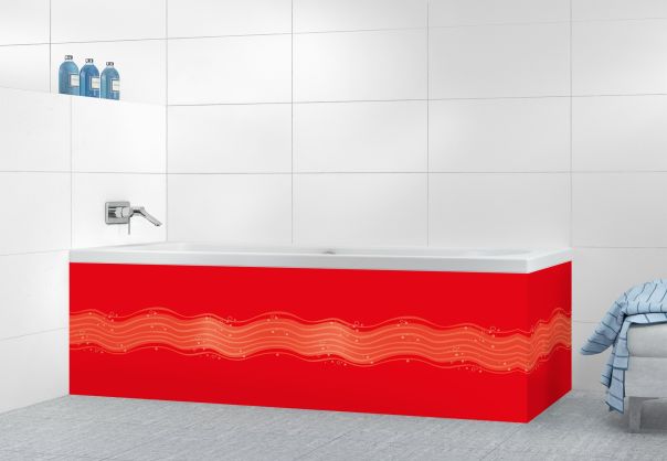 Panneau tablier de bain Vagues design couleur Rouge vermillon