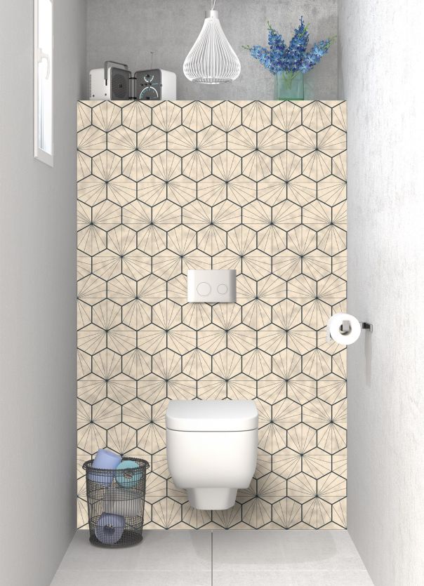Panneau WC Carreaux de ciment hexagonaux couleur Dune