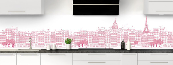 Crédence de cuisine La rue couleur Saphir rose panoramique motif inversé
